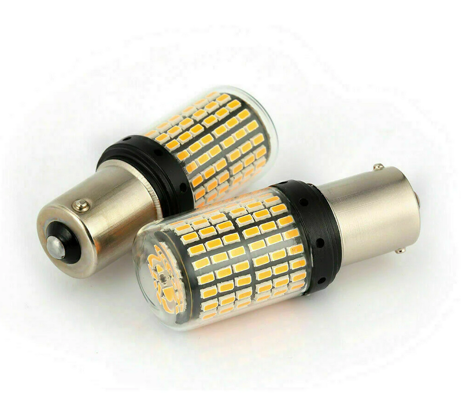 Vland Carlamp 1156 LED Turn Signal Light Bulb Amber P21W 2800LM 144SMD (Pack of 2)
