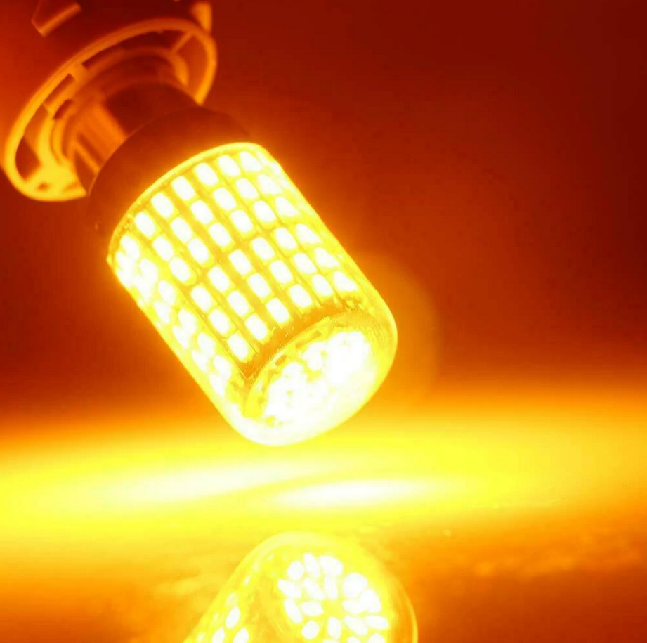 Vland Carlamp 1156 LED-Blinker-Glühbirne, bernsteinfarben, P21 W, 2800 lm, 144 SMD, 2 Stück