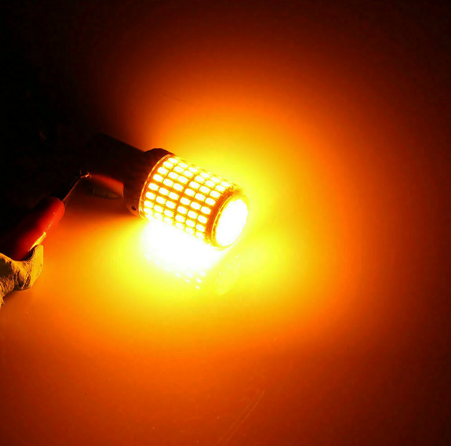 Vland Carlamp 1156 LED-Blinker-Glühbirne, bernsteinfarben, P21 W, 2800 lm, 144 SMD, 2 Stück