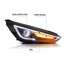 Load image into Gallery viewer, Vland Carlamp LED Projector Headlights Compatible with Focus 2015-2018 ( NOT Included Bulbs) Dual Beam