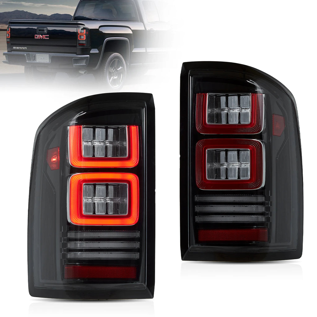 14-18 GMC Sierra 1500 2500HD 3500HD Vland II LED Tail Lights With Dynamic Welcome Lighting Clear