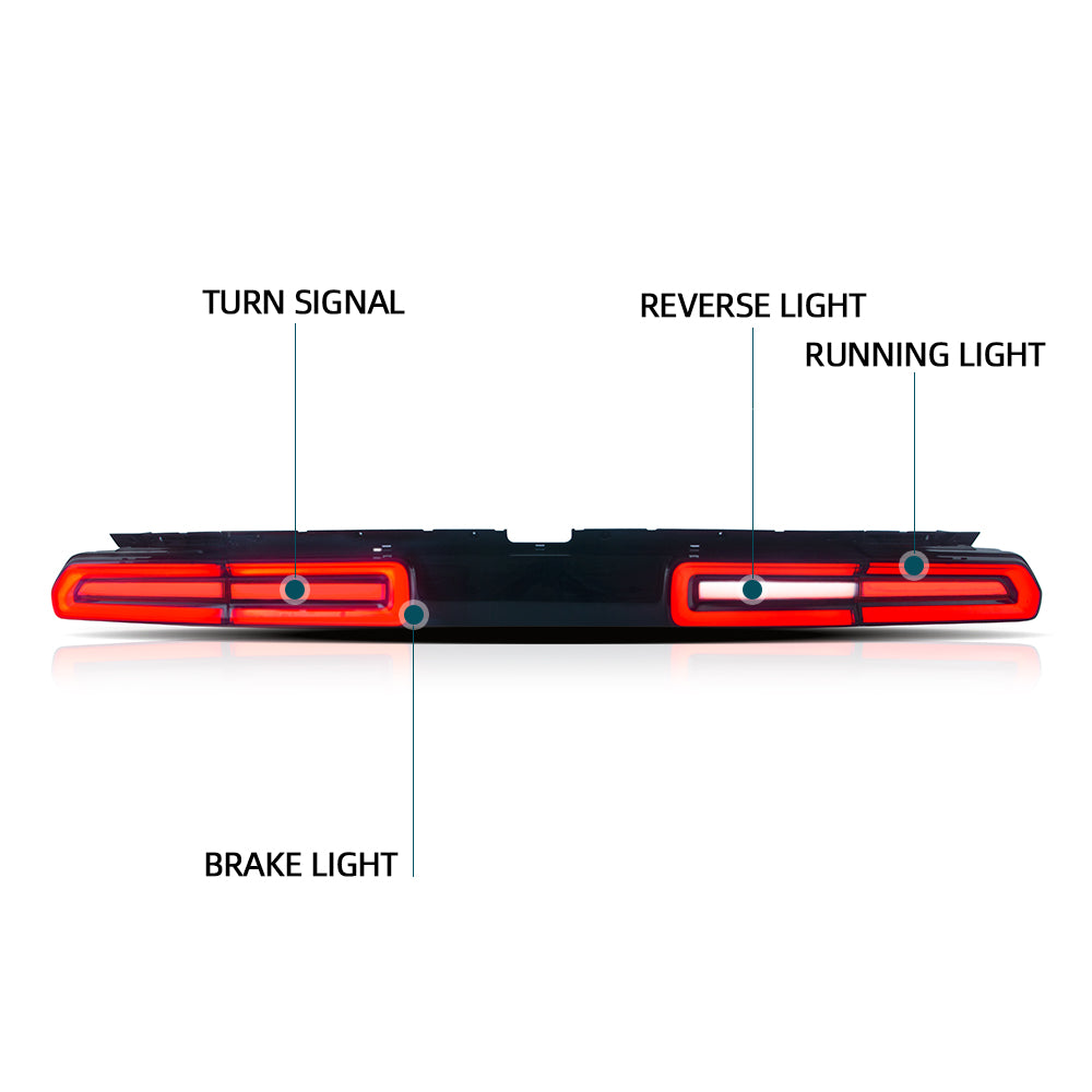 Vland Carlamp Tail Lights For Dodge Challenger SE R/T 2008-2014 Red Lens