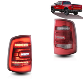 Full LED Tail Lights for Dodge Ram 1500 2009-2018 (Red Sequential Turn Signals)