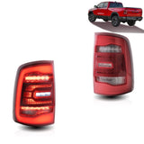 Vland Carlamp Full LED Tail Lights for Dodge Ram 1500 2009-2018 (Red Sequential Turn Signals)