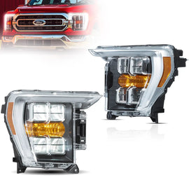 21-23 Ford F150 14th Gen Vland LED Reflection Bowl HeadLights Chrome