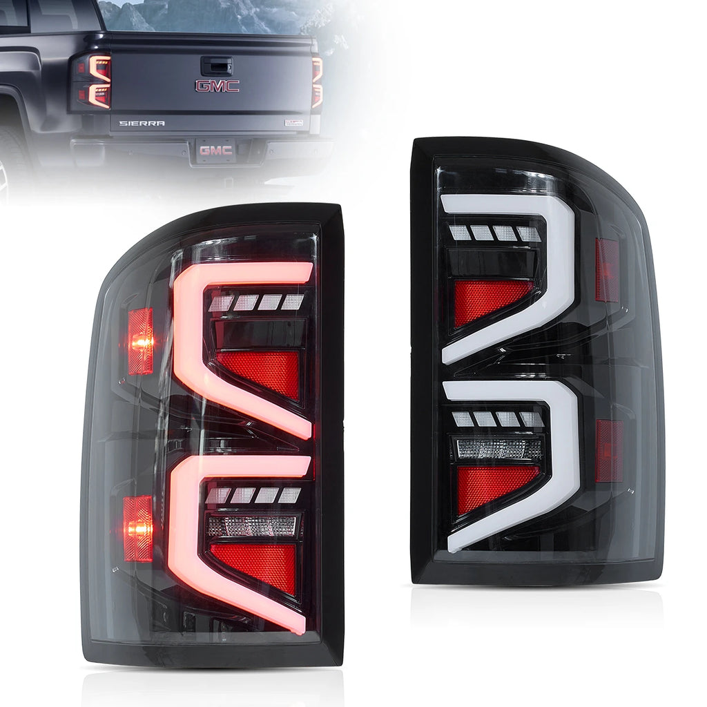 14-18 GMC Sierra 1500 2500HD 3500HD Vland LED Tail Lights With Dynamic Welcome Lighting Clear