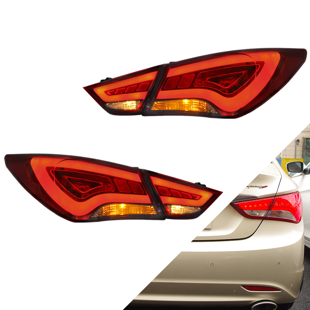 Full LED Tail Lights For Hyundai Sonata 6th Gen Sedan 2011-2014 ABS, PMMA, GLASS Material