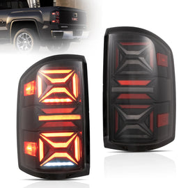 14-18 GMC Sierra 1500 2500HD 3500HD Vland III LED Tail Lights With Dynamic Welcome Lighting Clear