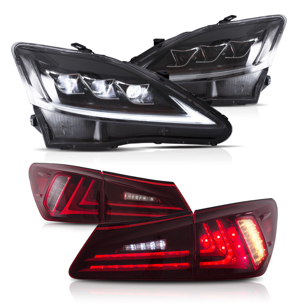 Clear Headlights and Red Tail lights For Lexus IS250/IS350 ISF 2006-2012