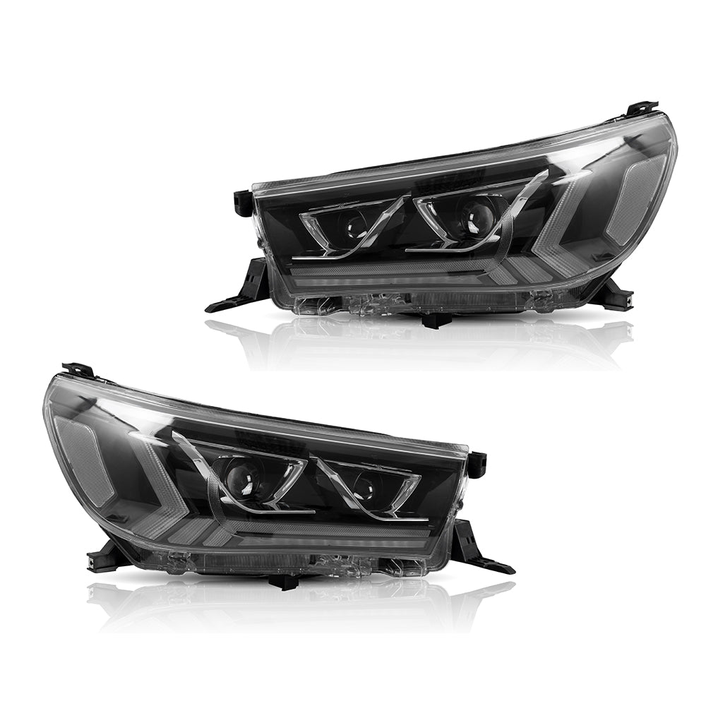 Phares Full LED Pour Toyota Hilux Revo 2015-2020 – DRL Dynamique, Clignotant Ambre