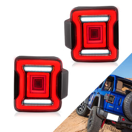 Tail Lights for Jeep Wrangler 2018-UP with Dynamic Animation and Dual Reverse Lights ( Not Fit JK) Smoked Lens