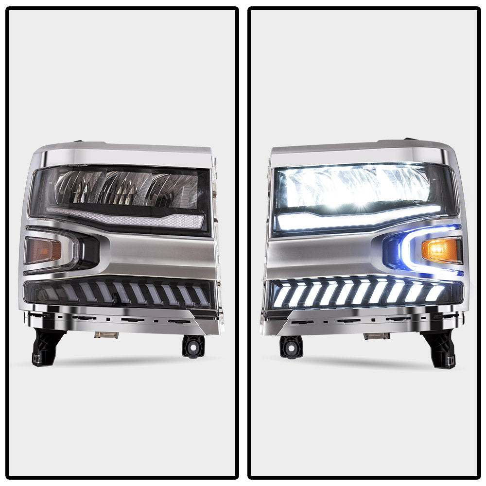 Vland Carlamp Full LED Headlights With Halo Light For Chevrolet Silverado 1500 2016-2018