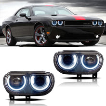 Carica l&#39;immagine nel visualizzatore di Gallery, 08-14 Dodge Challenger Vland RGB Style Dual Beam Projector Headlights Black