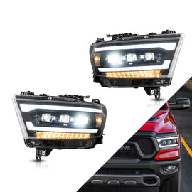 2019-2021 Dodge RAM 1500 LED Projector Headlights Assembly  Matrix Projector