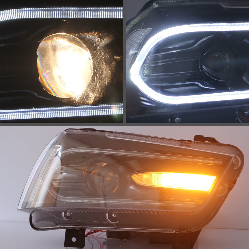 Vland Carlamp LED-Scheinwerfer kompatibel mit Dodge Charger 2011–2014 (RHD- und LHD-Versionen)
