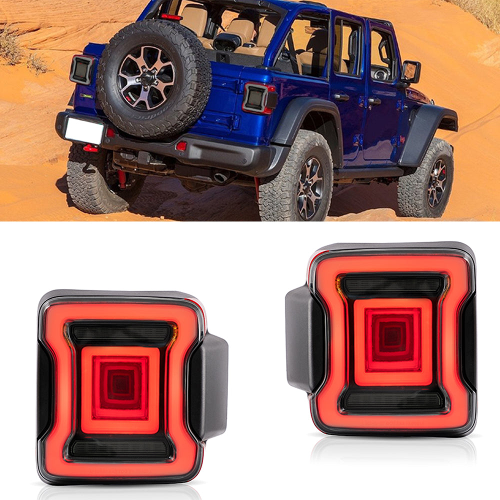 Tail Lights for Jeep Wrangler 2018-UP with Dynamic Animation and Dual Reverse Lights ( Not Fit JK) Smoked Lens
