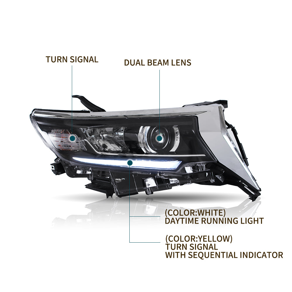 Vland Carlamp LED Projector Headlights for Toyota Land Crusier Prado 2016-2021 | Vland