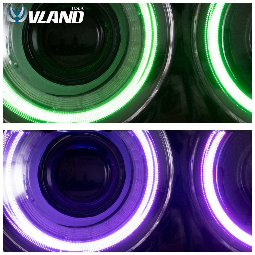 Vland Carlamp Dual Beam Scheinwerfer für Dodge Challenger 2008–2014, RGB, bunt