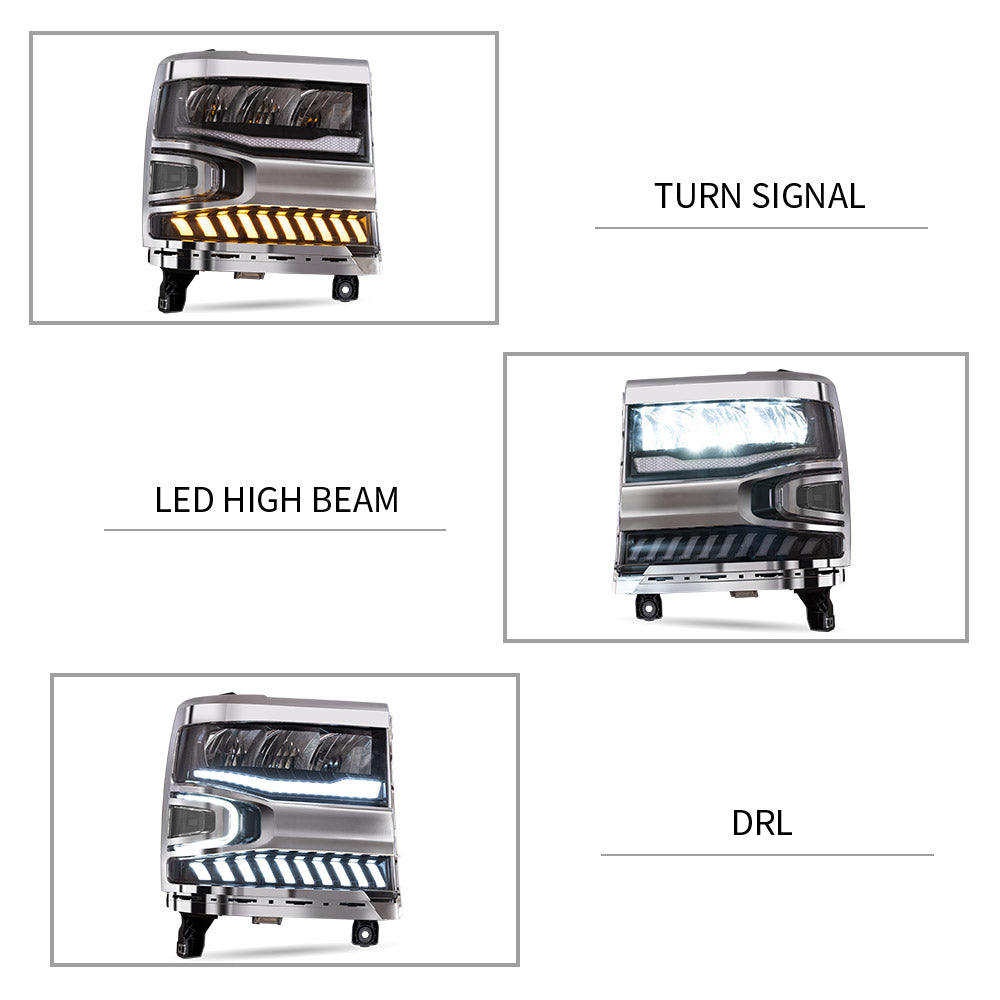 Vland Carlamp Voll-LED-Scheinwerfer mit Halo-Licht für Chevrolet Silverado 1500 2016–2018