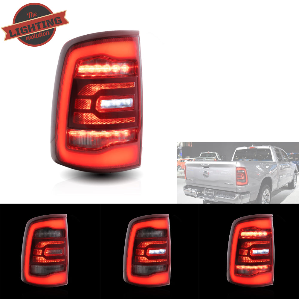 Vland Carlamp Full LED Tail Lights for Dodge Ram 1500 2009-2018 (Red Sequential Turn Signals)