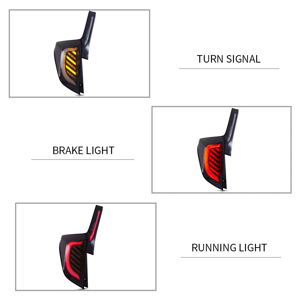 VLAND Full LED Tail Lights for Honda Fit / Jazz (GK5) 2014-2020 (Plug and Play. No Need Bulbs)