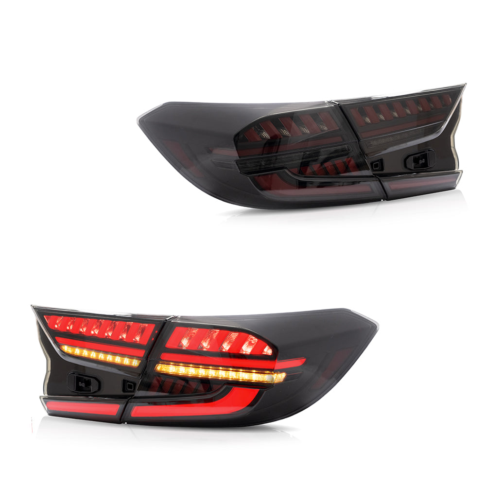 Vland Carlamp Tail Lights for Honda Accord 10th 2018-up w/sequential indicators Smoked Lens