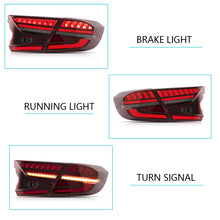 Carregar imagem no visualizador da galeria, Vland Carlamp Tail Lights for Honda Accord 10th 2018-up w/sequential indicators Red Lens