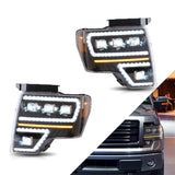 Vland Carlamp Projector LED Headlights For Ford F150 2009-2014 with Dynamic DRL