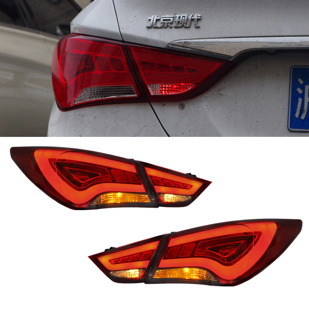 Vland Carlamp Voll-LED-Rückleuchten für Hyundai Sonata 6. Generation Limousine 2011–2014, ABS, PMMA, Glas