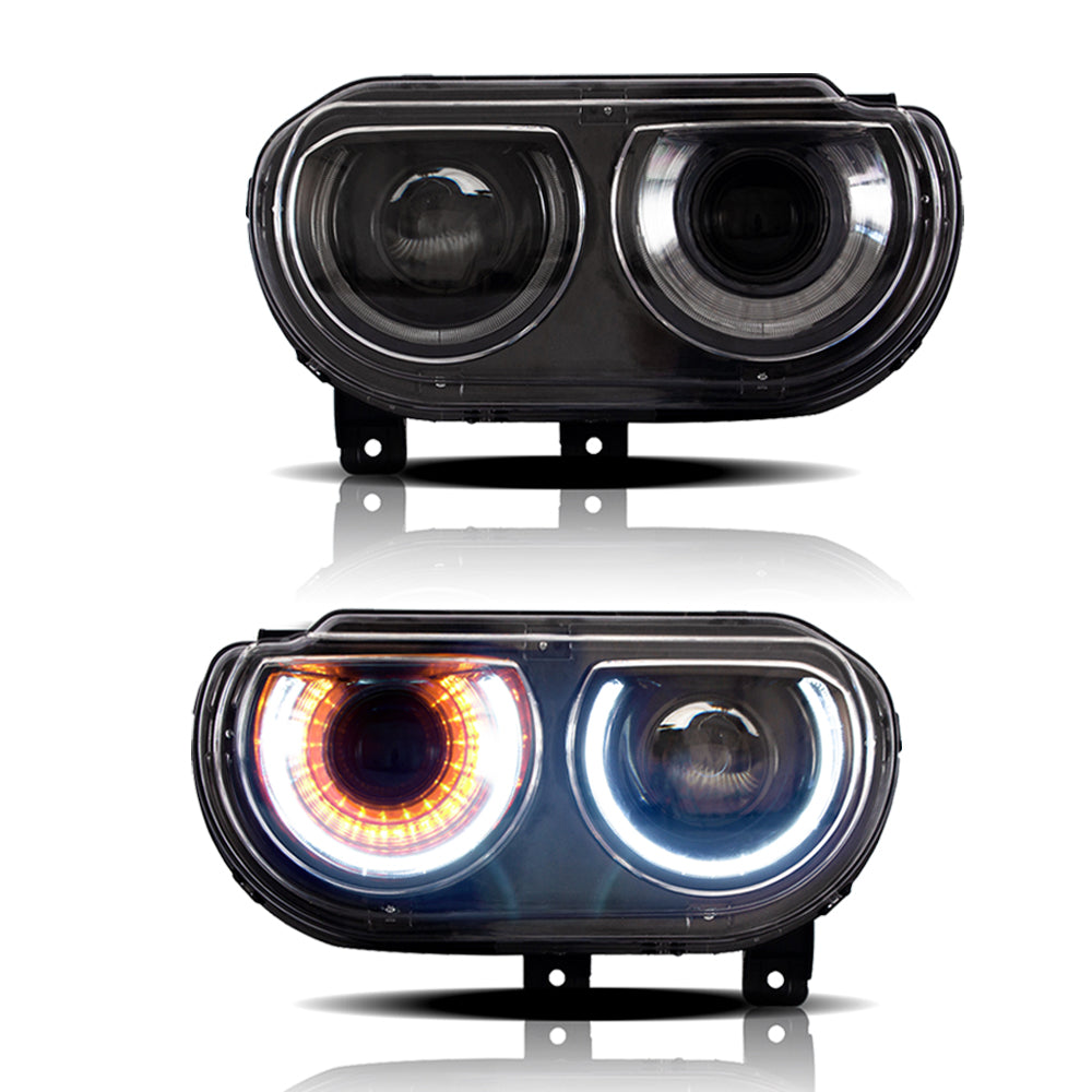 Vland Carlamp Headlights Dual Beam Projector for Dodge Challenger 2008-2014