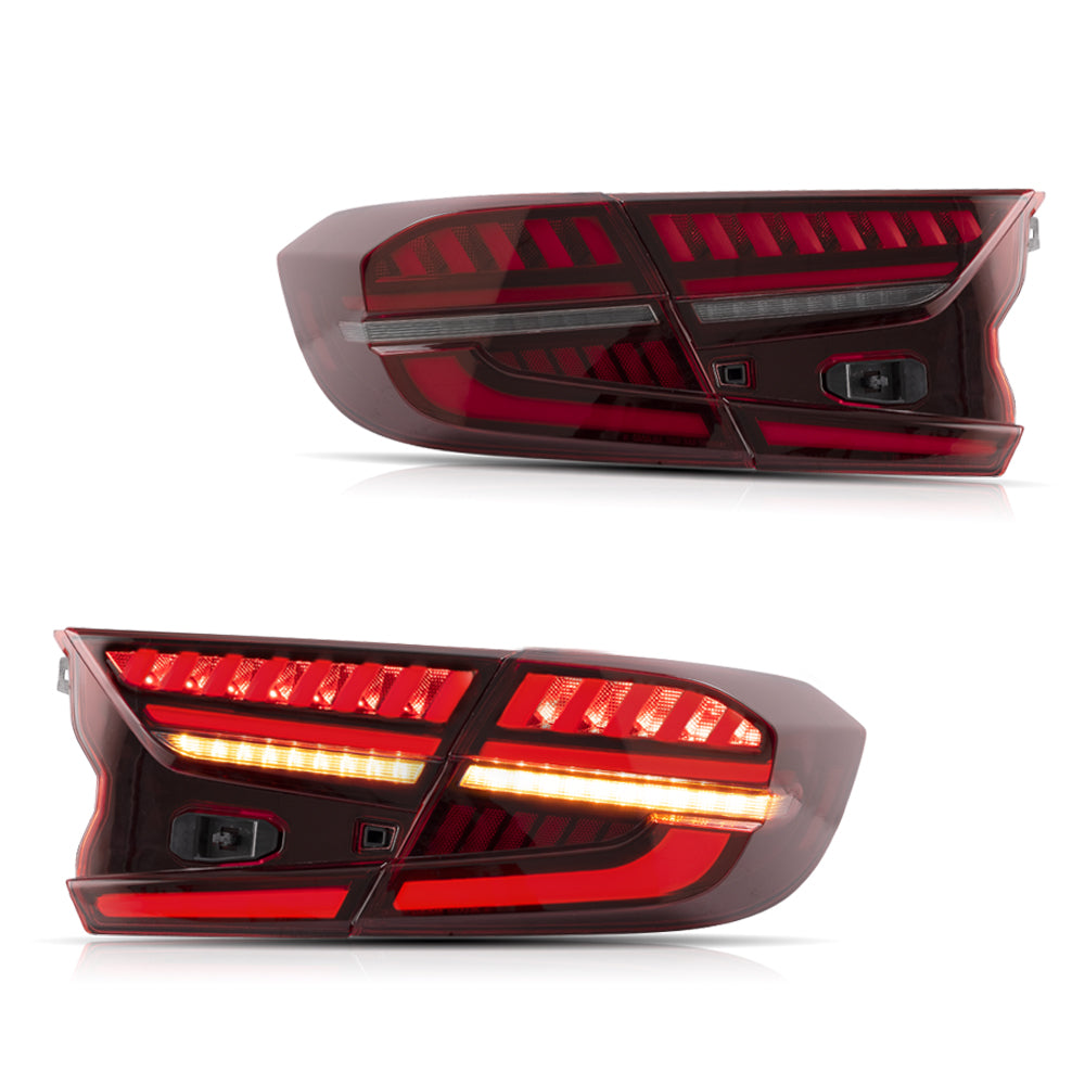 Vland Carlamp Tail Lights for Honda Accord 10th 2018-up w/sequential indicators Red Lens