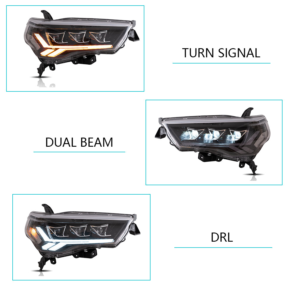 Vland Carlamp LED Projector Headlights For 2014-2020 Toyota 4Runner