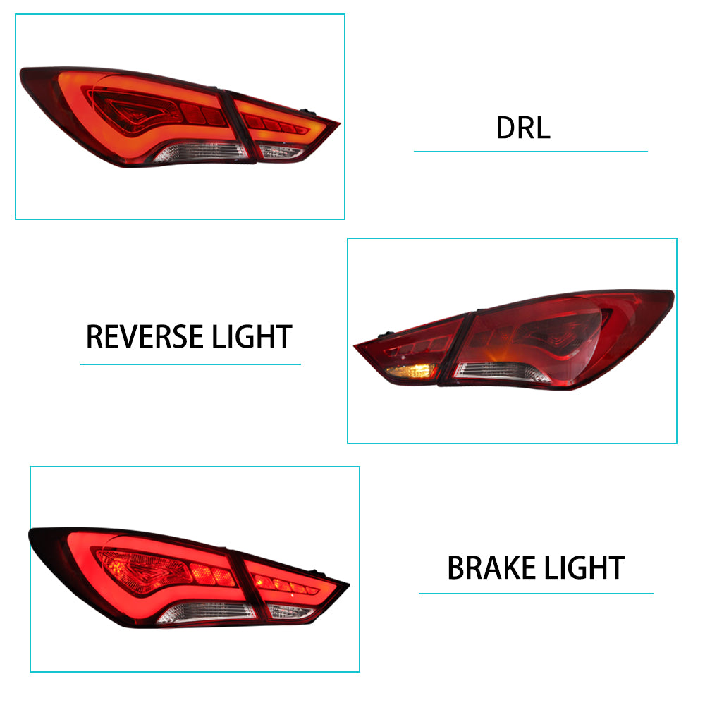 Vland Carlamp Full LED Tail Lights For Hyundai Sonata 6th Gen Sedan 2011-2014 ABS, PMMA, GLASS Material