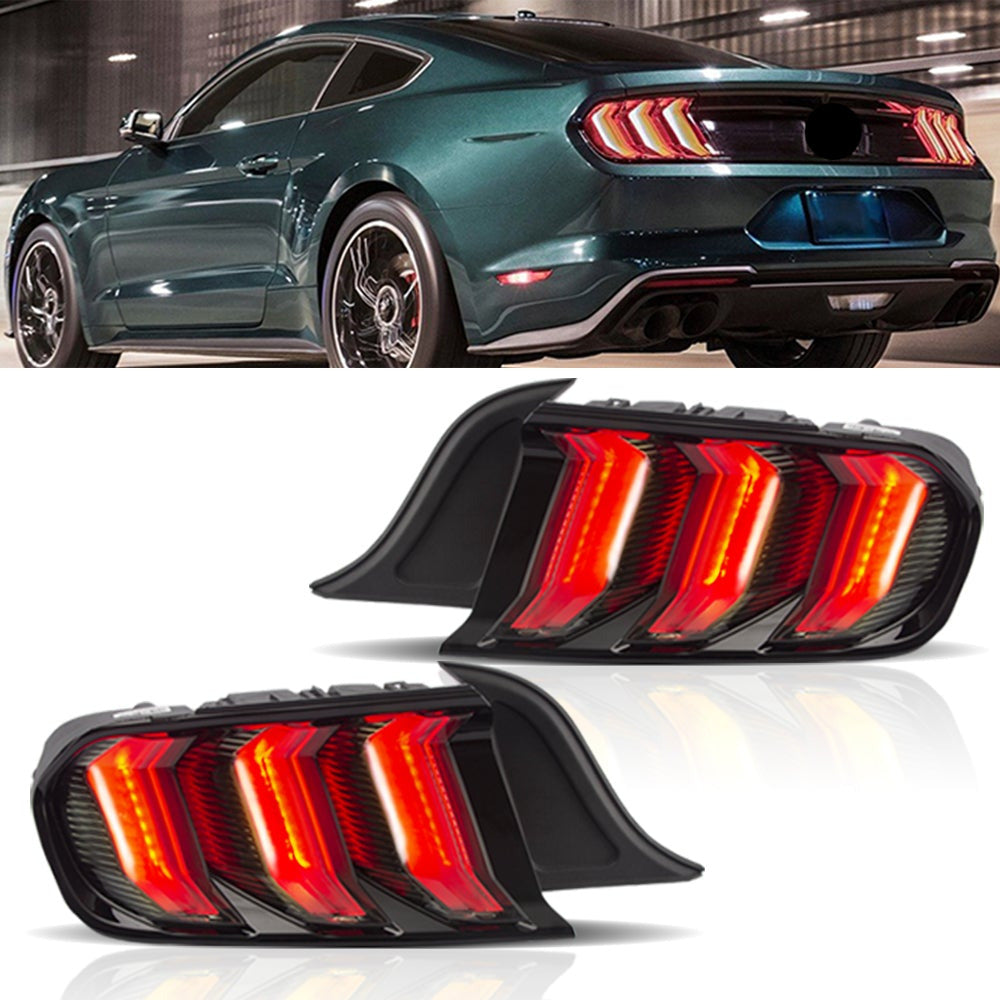 2015-2019 LED Multi Mode Tail Lights for 2015-2019 Ford Mustang 5 Modes Clear 