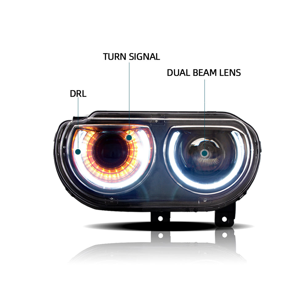 Vland Carlamp Scheinwerfer Dual Beam Projektor für Dodge Challenger 2008–2014