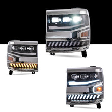 Cargar imagen en el visor de la galería, Vland Carlamp Full LED Projector Headlights For Chevrolet Silverado 1500 2016-2018 With LED lens dual beam