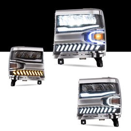 Vland Carlamp Full LED Headlights With Halo Light For Chevrolet Silverado 1500 2016-2018