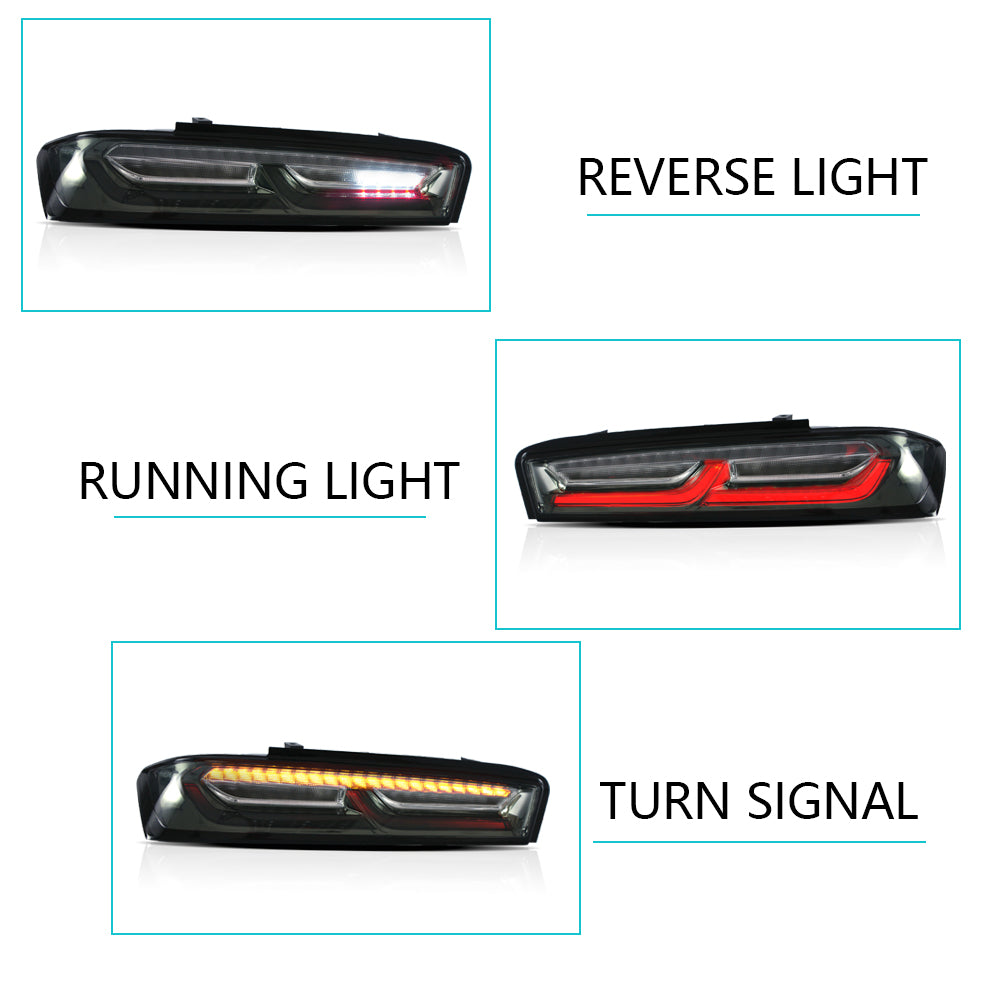 Vland Carlamp Tail Lights For Chevrolet Camaro 2016-2018 Clear Smoked Lens