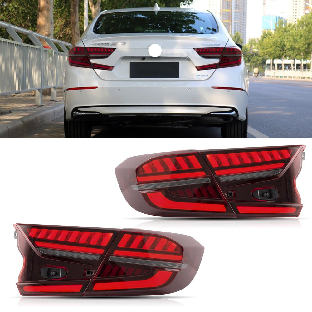 Tail Lights for Honda Accord 10th 2018-up w/sequential indicators Red Lens