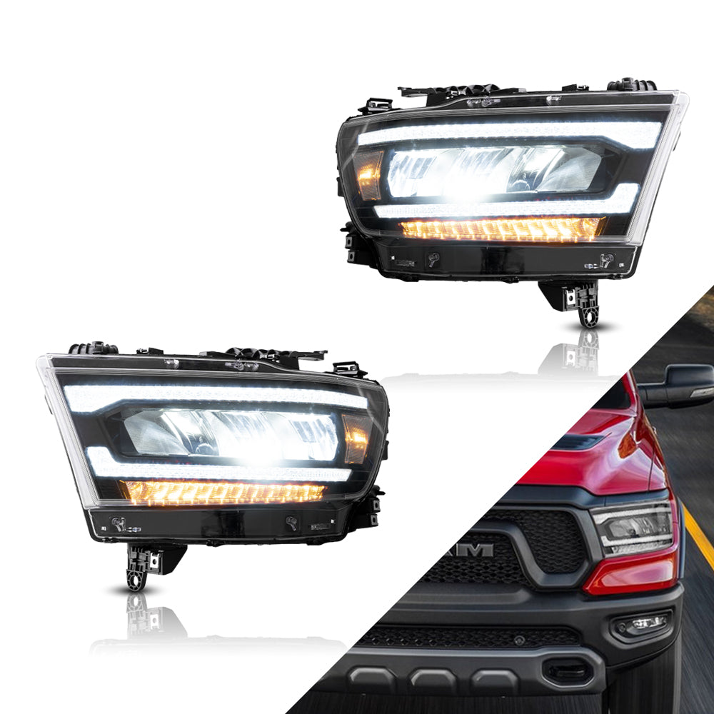 2019-2021 Dodge RAM 1500 Full LED Reflector Headlights Assembly