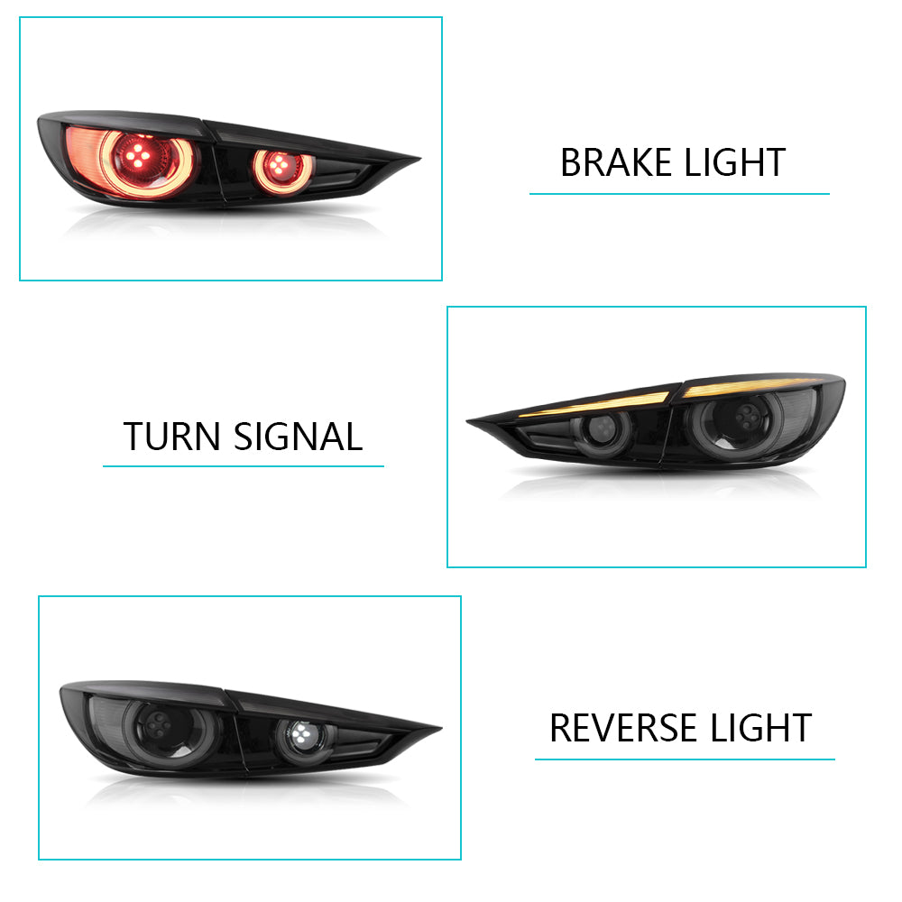 Vland Carlamp Voll-LED-Rückleuchten für Mazda 3 Axela Limousine 2014–2018 (sequentielle Blinker mit dynamischer Willkommensbeleuchtung)