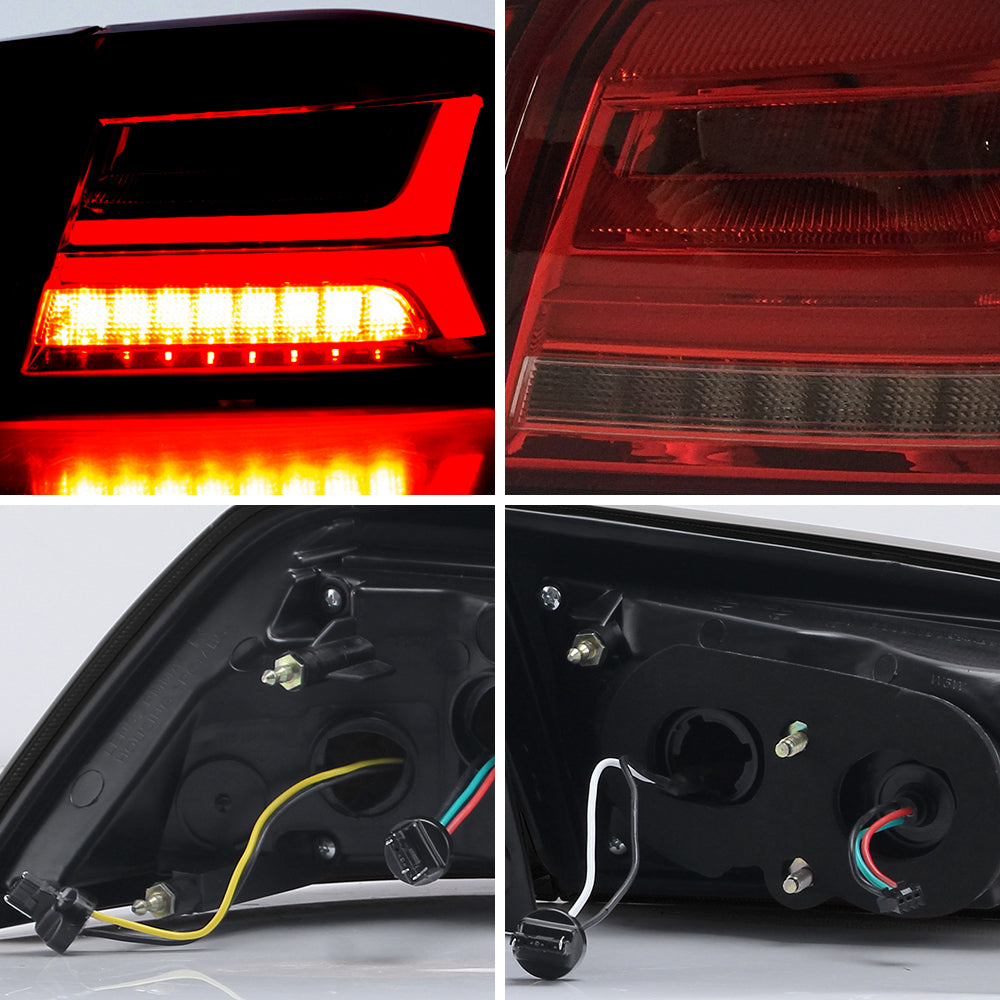 Vland Carlamp Blackout Headlights with red demon eyes + Red Lens Tail lights For 2008-2017 Mitsubishi Lancer / EVO X