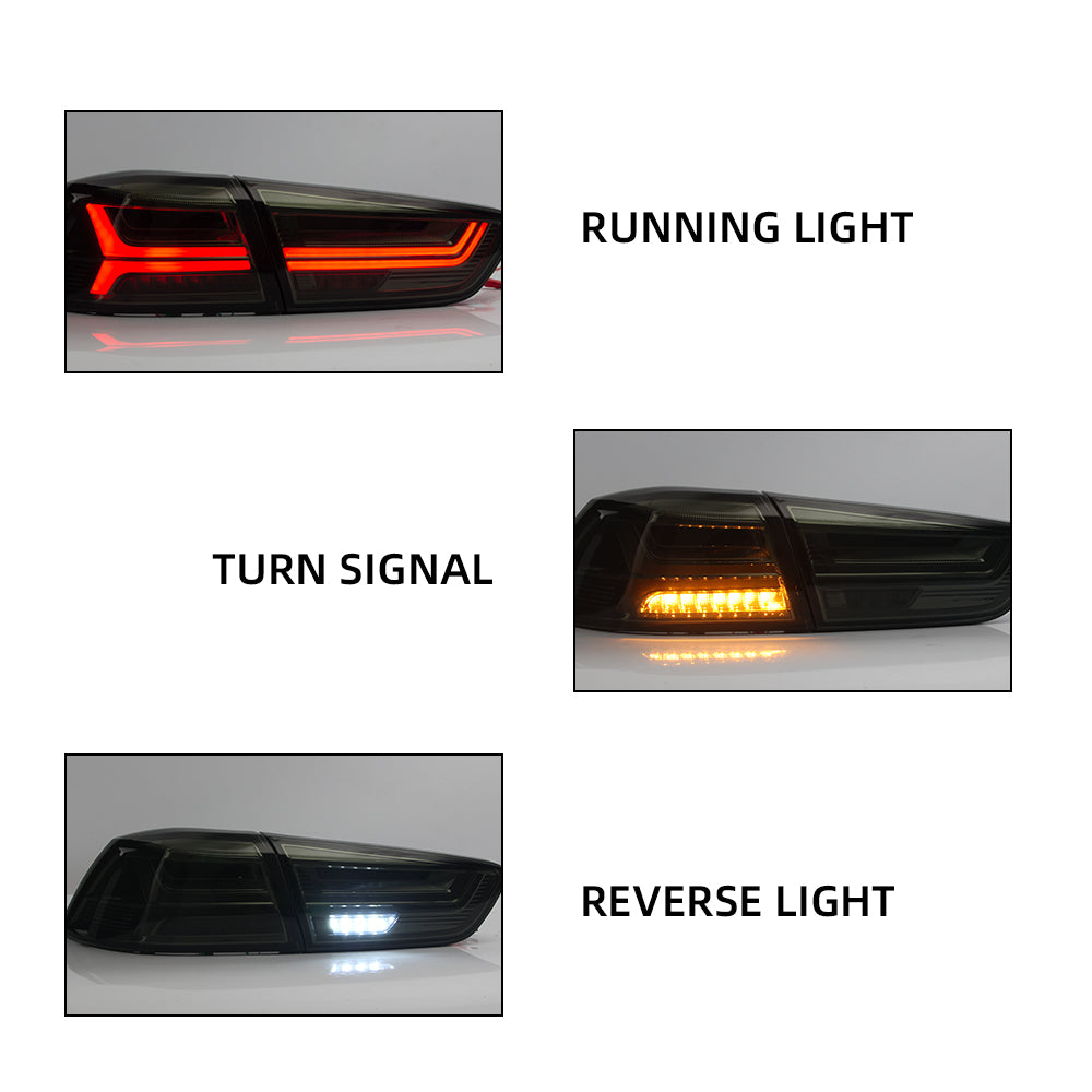 Vland Carlamp Blackout-Scheinwerfer mit roten Dämonenaugen + Rücklichter mit getönter Linse für 2008–2017 Mitsubishi Lancer / EVO X