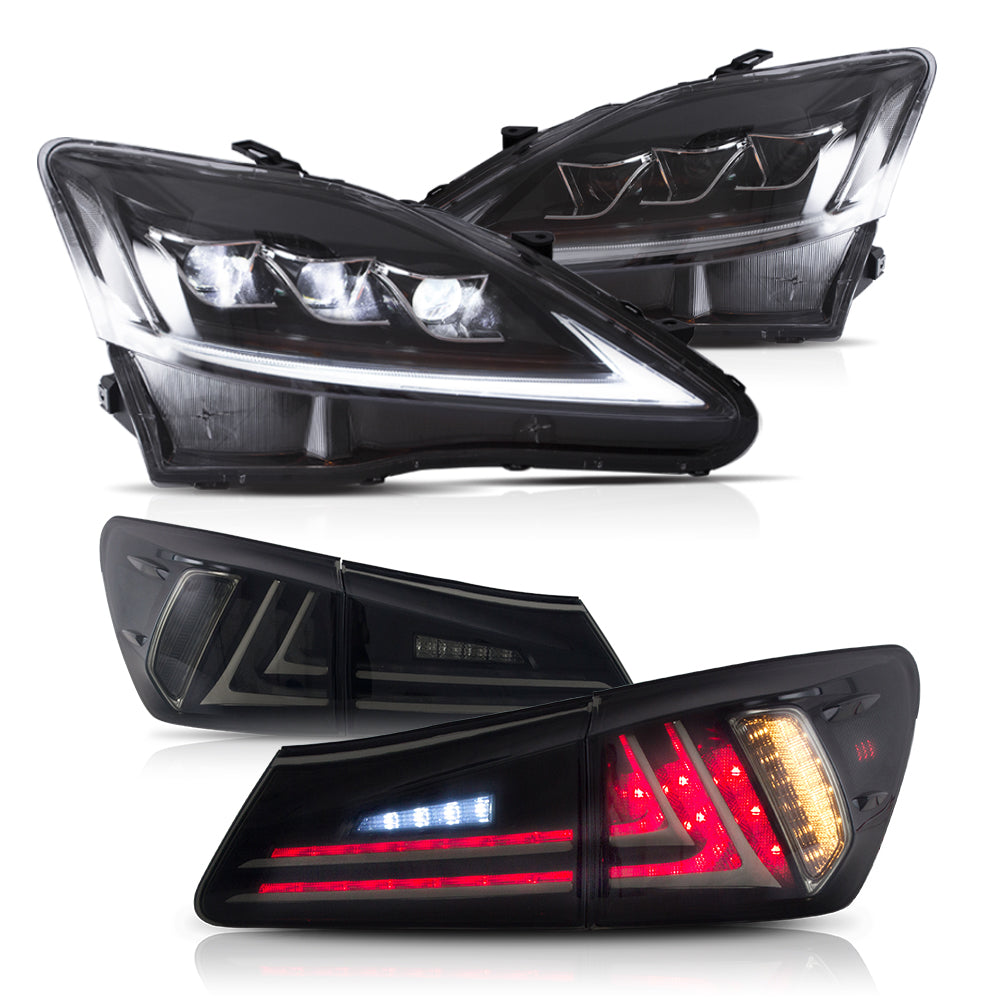 Clear Headlights and Smoked Tail lights For Lexus IS250/IS350 ISF 2006-2012