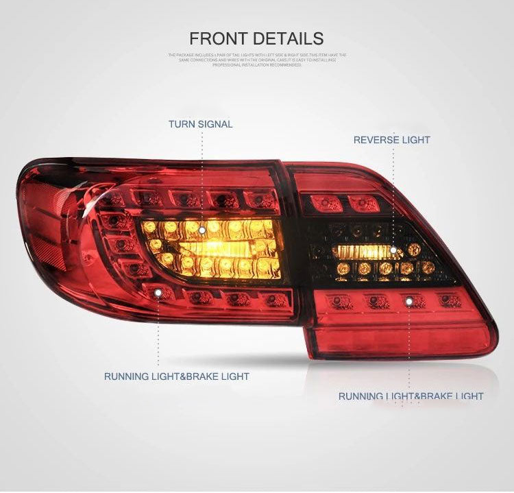 VLAND for Toyota Corolla Tail Lights 2011 2012 2013 (Not fit American models)