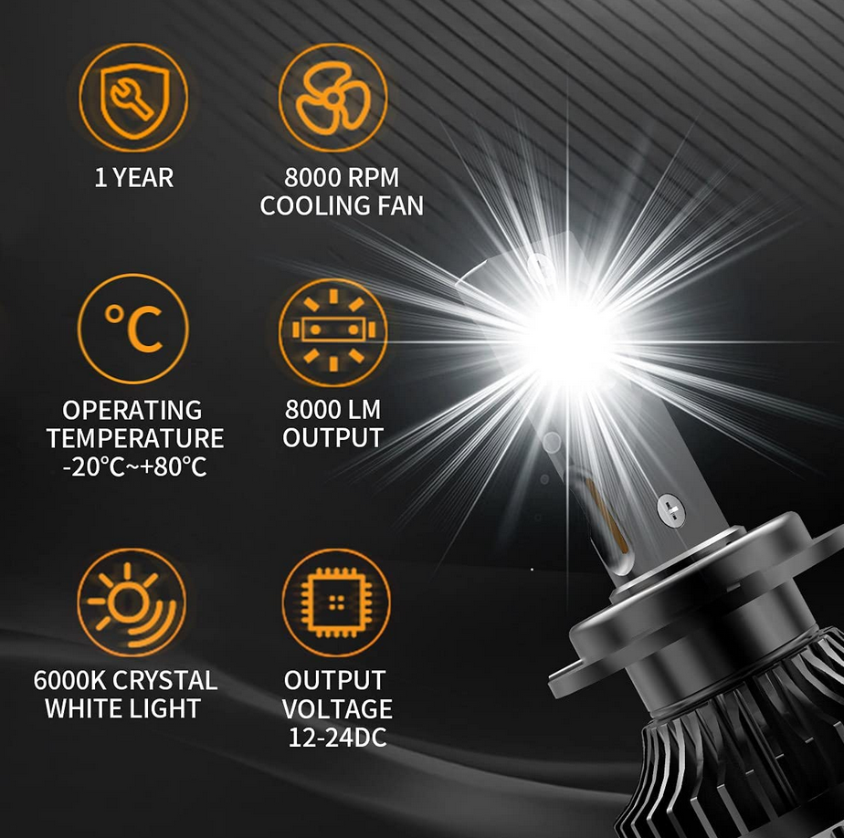 Vland Carlamp  2PCs D2S/H7/9005 LED Headlight Bulbs 6000K Super Bright