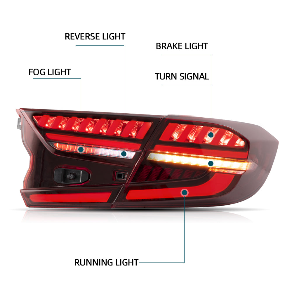 Vland Carlamp Rücklichter für Honda Accord 10. ab 2018 mit sequentiellen Blinkern, rotem Glas