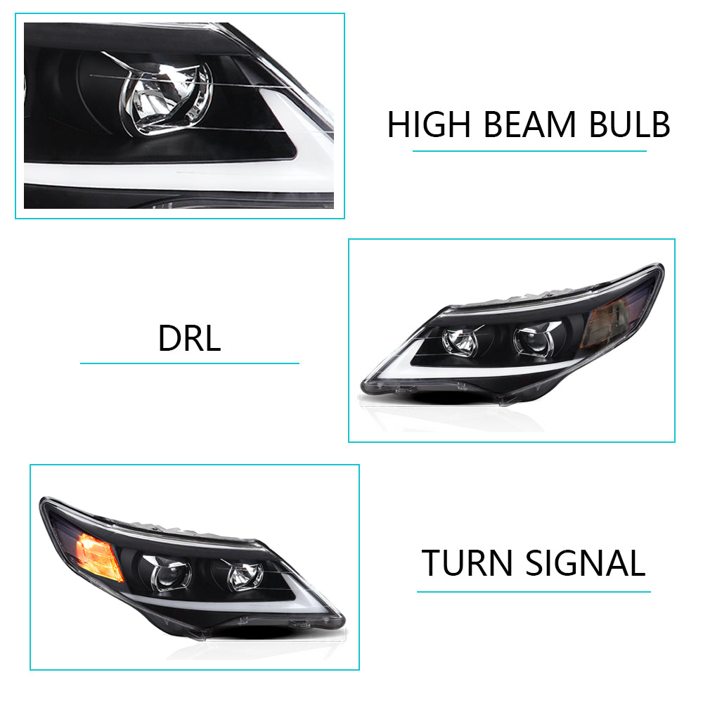 Vland Carlamp Projector Headlights For Toyota Camry 2012-2014（Fit For American Models）
