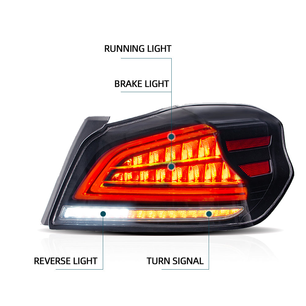 Vland Carlamp Voll-LED-Rückleuchten für Subaru Wrx 2015–2021, ABS, PMMA, Glas