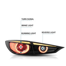 Laden Sie das Bild in den Galerie-Viewer, Vland Carlamp Voll-LED-Rückleuchten für Mazda 3 Axela Limousine 2014–2018 (sequentielle Blinker mit dynamischer Willkommensbeleuchtung)
